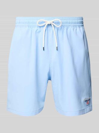 Ralph Lauren Relaxed Fit Badeshorts mit Eingrifftaschen Modell TRAVLER in Hellblau, Gr&ouml;&szlig;e S