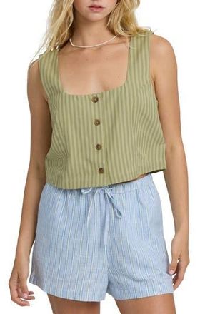 Billabong Another Wave Crop Cotton Blend Button-Up Tank Top in Cedar at Nordstrom Rack, Size X-Large
