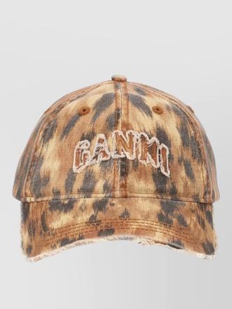 Ganni distressed curved brim structured hat
