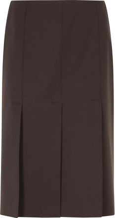 Seventy Brown Front Slit Wool-Blend Mini Skirt