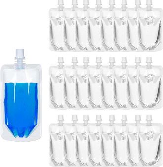 OEM 20 Botellas De Agua Plegables, 500 Ml, Botella De Agua Plegable, Bolsas Para Beber Transparentes, Reutilizables, Sin Bpa, Viajes, Transparentes