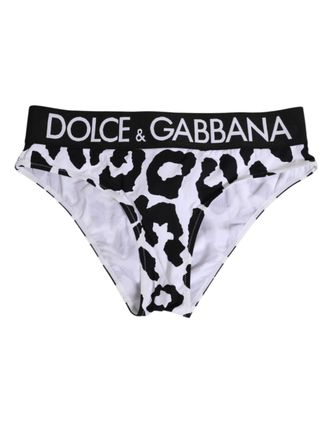 Dolce & Gabbana Womens White Leopard Nylon High Waist Panty Underwear Black And 25+pa Clothing