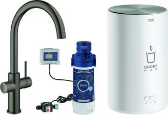 GROHE Grifo Y Caldera Red Duo 30083 Salida C Tama&ntilde;o M Grafito Duro Cepillado