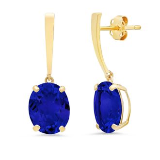 MAX + STONE 14k Yellow or White Gold 10x8mm Oval Cut Gemstone Drop Dangle Earrings
