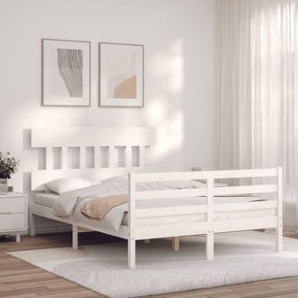 Berkfield Home Beautiful Bed Frame with Headboard White 140x200 cm Solid Wood