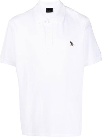 Paul Smith zebra-patch short-sleeved polo shirt - men - Organic Cotton - S - White