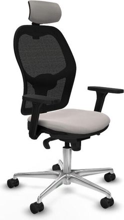 Piqueras y Crespo Piqueras Y Crespo - Jorquera Sincro Malla Negra Similpiel Blanco Brazos 3d Base Aluminio Cabecero 2d Ruedas 65mm Nailon