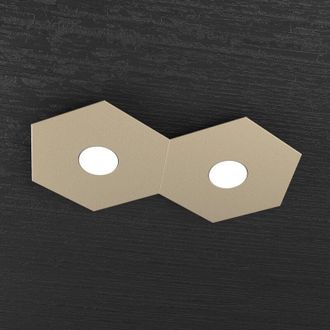 Top-Light Top-light - Plafoniera Industrial-Minimal Hexagon Metallo Sabbia 2 Luci Led 12X2W