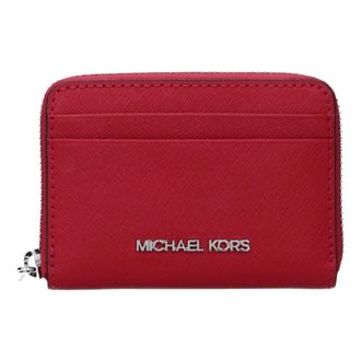 Michael Kors Accessoires, Dames, Rood, ONE Size, Leer, Jet Set Travel Medium Saffiano Leren Portemonnee