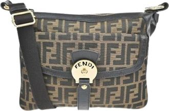 Fendi Pre-owned Cross Body Bags, female, Brown, Size: ONE SIZE Pre-owned Canvas Shoulder Bag