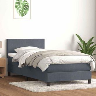 vidaXL Cama Box Spring Con Colch&oacute;n Terciopelo Gris Oscuro 80x210 Cm Vidaxl