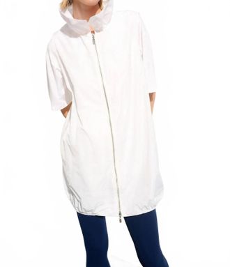 Joseph Ribkoff Shirred Collar Zip Up Cocoon Vest In Vanilla