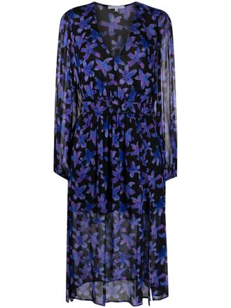 Patrizia Pepe starfish-print belted dress - women - Polyester/Viscose - 38 - Black