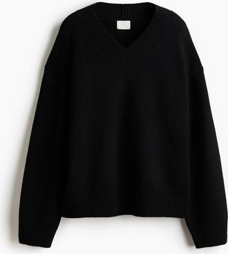 H&M Pullover mit V-Ausschnitt - Schwarz