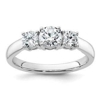 Diamond2Deal 14k Gold Lab Grown Diamond 3-Stone Wedding Band Ring 1Ct Clarity- VS Color- D-E