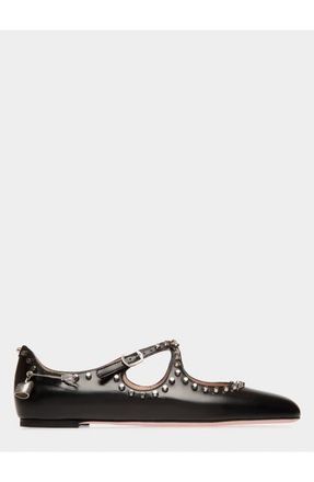 Bally rina Flat in Leather with Studs in Black at Nordstrom, Size 38.5