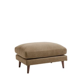 DRAWER Puf de tela con patas de madera oscura - Caramelo