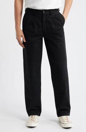 Noah Twill Double Pleat Cotton Pants in Black at Nordstrom, Size 30