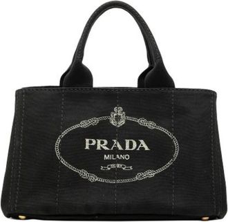 Prada Pre-owned Tote Bags, female, Black, Size: ONE SIZE Pre-owned Vintage Canvas Tote Bag