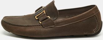 Ferragamo Brown Nubuck Leather Sardegna Loafers