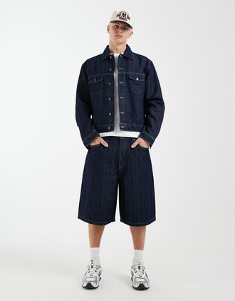 Tommy Jeans Theo - Pantaloncini di jeans ampi blu lavaggio scuro-Blu navy