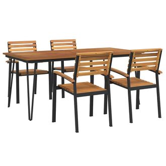 vidaXL Set Pranzo Da Giardino 5 Pz Legno Massello Di Acacia E Metallo Vidaxl