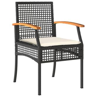 Berkfield Home Beautiful 5 Piece Garden Dining Set with Cushions Black Poly Rattan