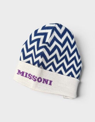 Missoni Womens Pink Chevron Pure Wool Beanie - White - Size: ONE size