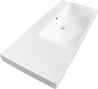 Saniclass Wave Meubelwastafel - 100x46x7.5cm - overloop - 1 wasbak rechts - zonder kraangaten - keramiek - wit