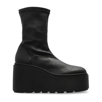 Vic Matié Wedges, female, Black, Size: 11 US Leather wedge ankle boots