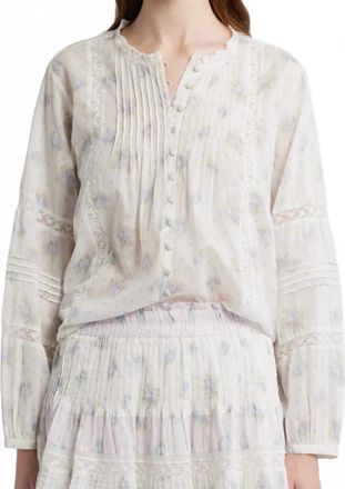 LoveShackFancy Lita Long Sleeve Top In Arctic Vanilla