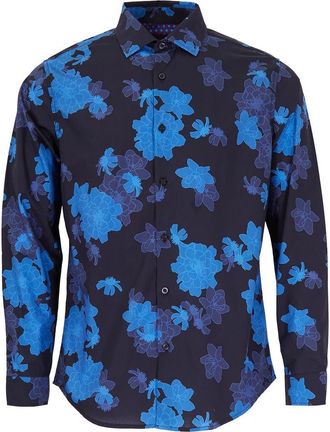 Lords of Harlech Norman Button-Up Shirt in Softbloom Navy at Nordstrom, Size Xx-Large