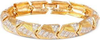 Susan Caplan Vintage 1990s crystal-embellished cuff bracelet - women - 22kt Gold Plated Brass - One Size