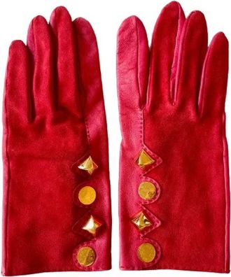 Herm&egrave;s Pre-owned Medor Leren Handschoenen - Dames - Vintage Accessoires - Rood - ONE Size - Leer - Vintage