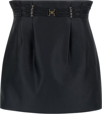 Elisabetta Franchi Black Mini Strap Skirt