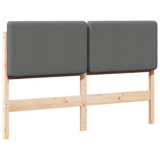 vidaXL Testiera Imbottita Marrone E Grigio Chiaro 135 Cm Pino Massello Vidaxl