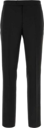 Versace Stijlvolle Zwarte Wollen Broek - Heren - Slim Fit Broeken - Zwart - S - Wol - Broeken