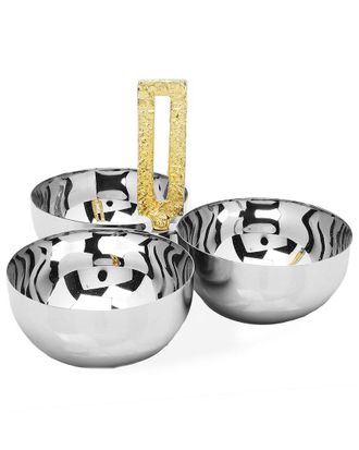 Alice Pazkus 3 Bowl Relish Dish With Square Loop Handle