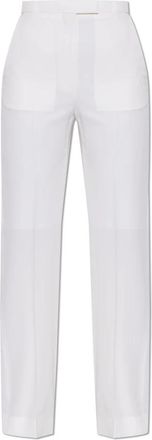 Alexander McQueen Alexander McQueen, Straight Trousers, female, Beige, Size: 2XS High-waisted Tailored Trousers