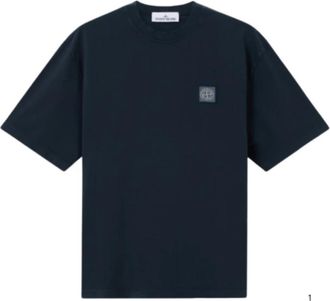 Stone Island T-shirt met korte mouwen van jersey - Heren - T-shirts - Blauw - M - Katoen - Tops