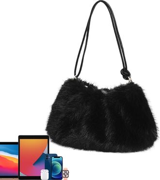 Generic Fashion Bag, Winter Plush Clutch Bag, Multi-Purpose 8 Pouch, Portable Bag for Commuting Plush Shoulder Bag, Winter Plush Clutch Bag, Multi-Purpose Eig