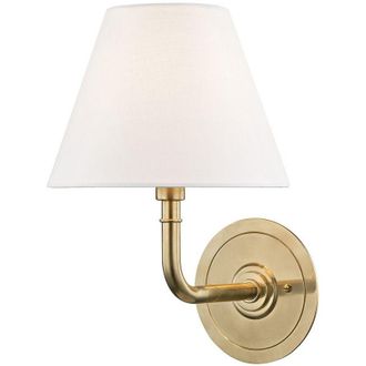 Hudson Valley Lighting Signature No.1 1 Applique da parete in ottone, lino