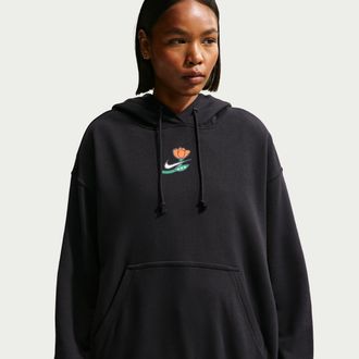 Nike Womens Phoenix Fleece Oversized Pullover Basketball Hoodie in Black | IR2284-010