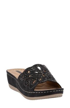 Good Choice Shoes Izzy Embellished Wedge Sandal in Black at Nordstrom Rack, Size 8.5
