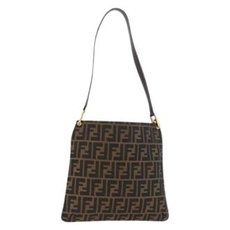 Fendi Pre-owned Shoulder Bags, female, Brown, Size: ONE SIZE Pre-owned Zucca Canvas Shoulder Bag