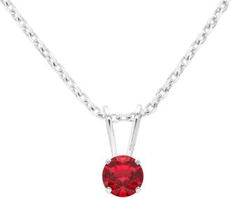 SuperJeweler 1/8 Carat Gemstone Solitaire Pendant Necklace in Gold with Free Chain - Multiple Gemstone Options Available