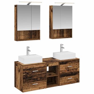 vidaXL Juego De Muebles De Ba&ntilde;o 5 Pcs Madera Envejecida Vidaxl