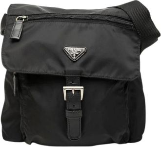 Prada Pre-owned Cross Body Bags, female, Black, Size: ONE SIZE Pre-owned Nylon Crossbody Bag