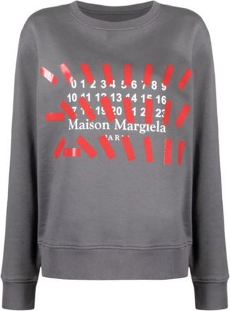 Maison Margiela Sweatshirt met logo-print - Dames - Sweatshirts - Grijs - S - Hoodies & sweatvesten
