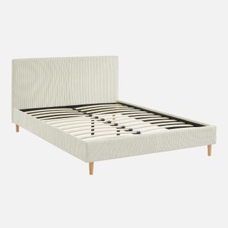 Sweeek Cama Con Somier Y Cabecero 140x190cm, Acabado En Pana Fina